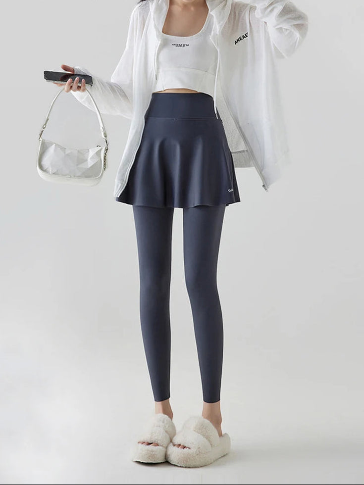 Autumn New Pant Skirt Fake Two Pieces Shark Leggings Women Popular Shaping Yoga Fitness Seamless Sports Leggings