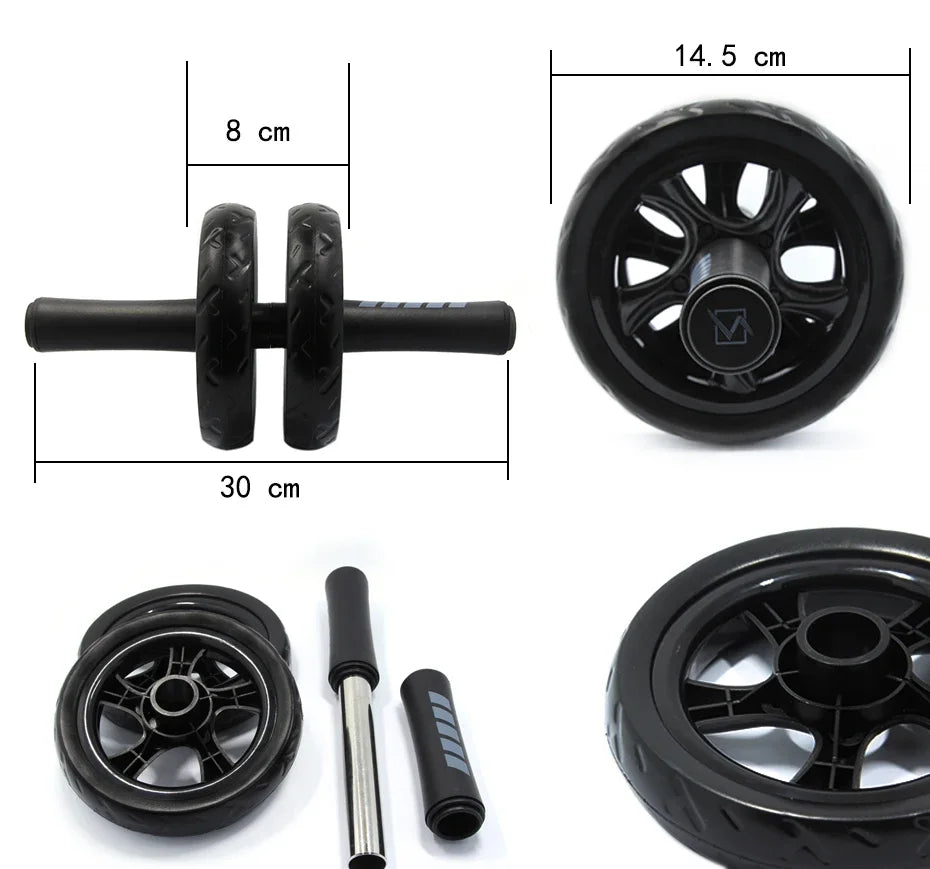 Great-Quality Abs Roller Fitness Equipment Mute Non-Slip Double-Wheel Abdominal Wheel Exercise Ab Work Out Gym Muscle